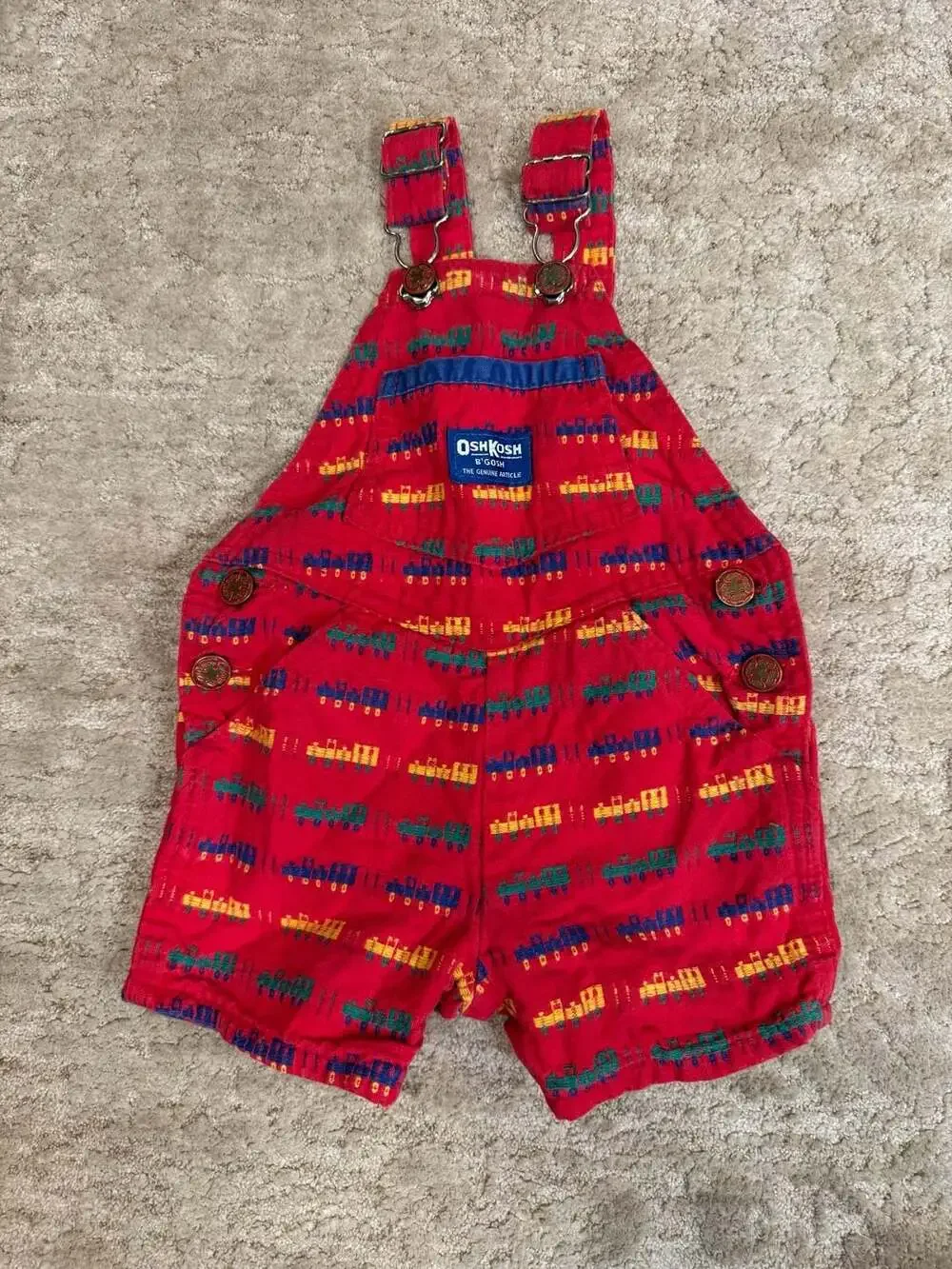 Vintage OshKosh B'gosh Vestbak Shortalls with All-Over Train Print